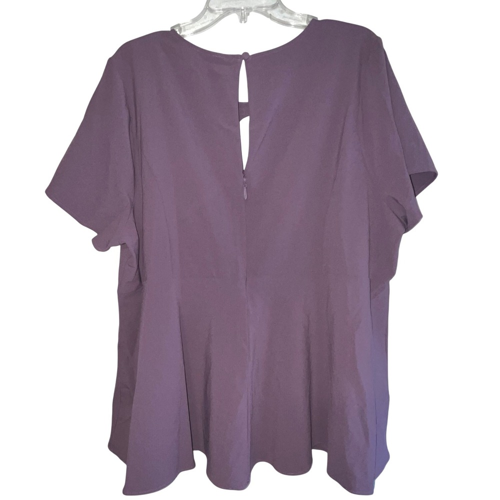Torrid Purple Georgette Peplum Top Lattice Cage Neck Cutout Blouse Plus Size 3X - Picture 3 of 12